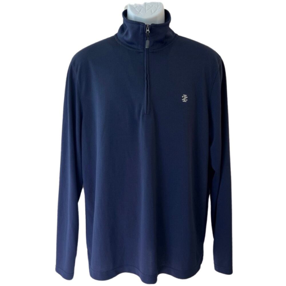 Izod Golf Navy Blue Quarter Zip Lightweight Long Sleeve Pullover Size L Men's - Picture 3 of 10